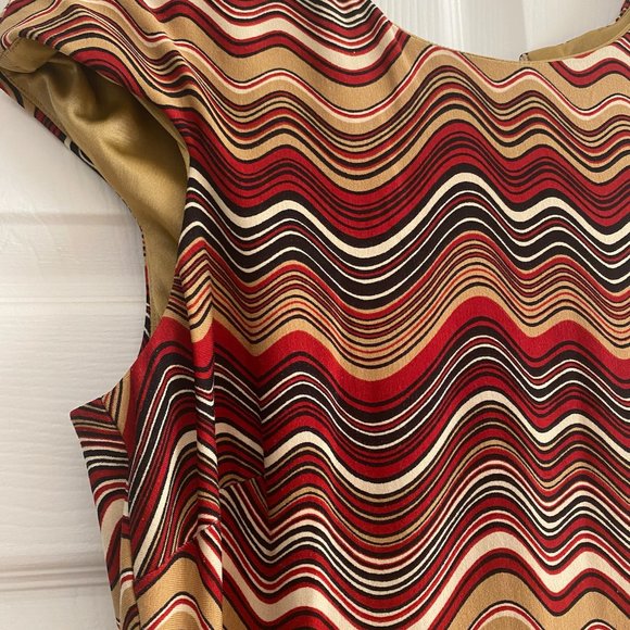 David Meister Wavy Stripes Cap Sleeve Midi Dress - size 8 - Picture 1 of 7